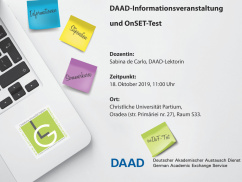 DAAD-ösztöndíj-tájékoztató német nyelven és OnSET-teszt