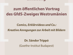Einladung zum öffentlichen Vortrag des GfdS-Zweiges Westrumänien: "Comics, Erklärvideos und Co.: Kreative Anregungen zur Arbeit mit Bildern"
